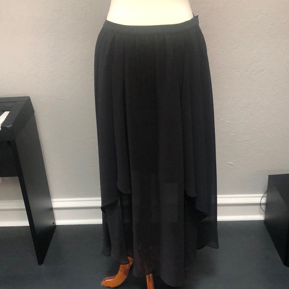 Maxi skirt with chiffon overlay.